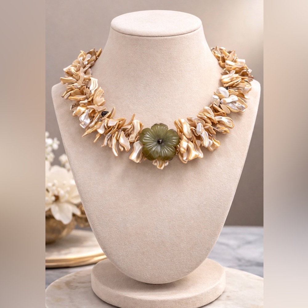 𝅺🇺🇸 Genuine Abalone Necklace Golden Abalone & Agate STUNNING Handcrafted - Picture 2 of 10